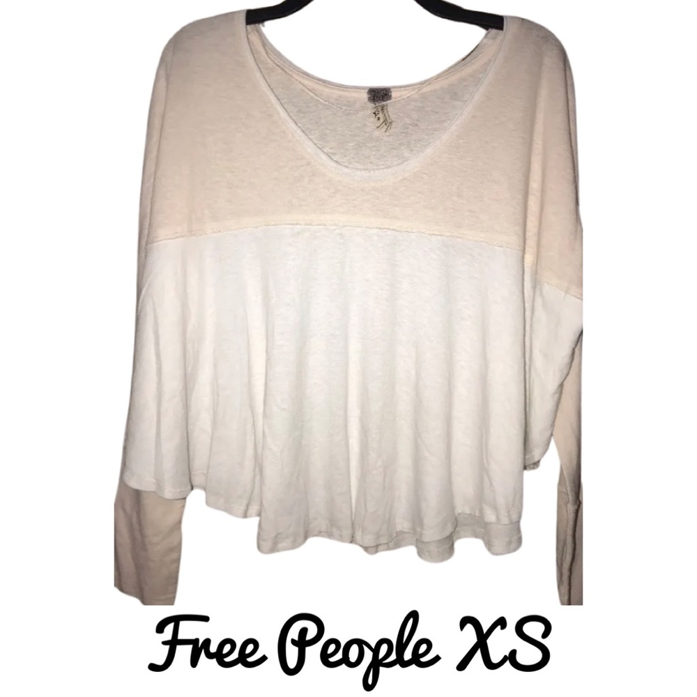 🎁💓FREE PEOPLE Women's Cloud Nine Tee - Two tone with pale‎ pink and white XS